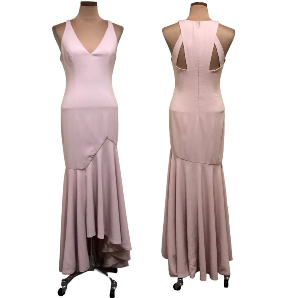 Jay Godfrey Blush Flutter Cutout Gown Formal High Low Hem Maxi Dress Size 6 Pink